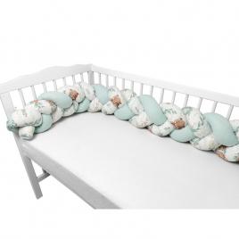 Miminu - protectie laterala pentru patut bebe, tip bumper impletit, din bumbac, din materiale certificate oeko tex standard 100, lungime 220 cm, lulu natural