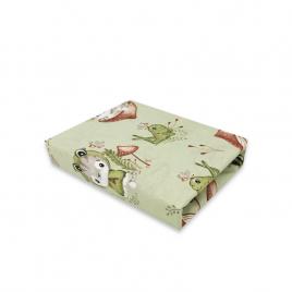 Qmini - cearceaf cu elastic pentru patut leagan sau patut co-sleeper, dimensiune 90x40 cm, din bumbac certificat oeko tex standard 100, frogs