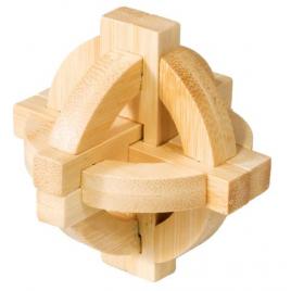 Joc logic iq din lemn bambus double disk puzzle 3d
