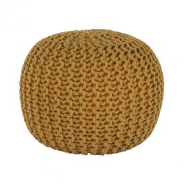 Taburet tricotat bumbac galben mustar gobi 50x50x35 cm