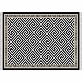 Covor textil negru alb motive 80x200 cm