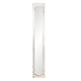 Oglinda perete lemn alb antichizat 30x4x176 cm