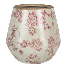 Set 2 ghivece flori ceramica bej roz 11x11 cm