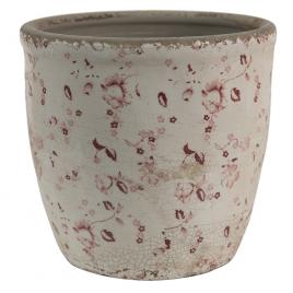 Set 2 ghivece flori ceramica bej roz 12x12 cm
