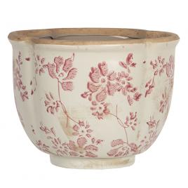 Set 2 ghivece flori ceramica bej roz 16x12 cm