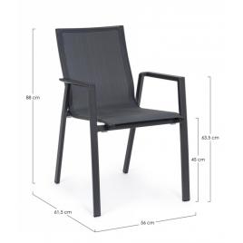 Set 24 scaune gradina gri antracit krion 56x61.5x88 cm
