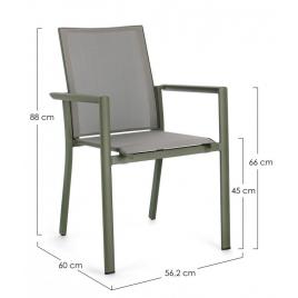 Set 4 scaune gradina verde gri konnor 56.2x60x88 cm