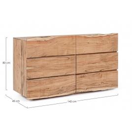 Comoda 6 sertare lemn maro aron 142x45x83 cm