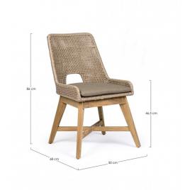 Set 2 scaune lemn maro textil bej hesperia 50x68x86 cm