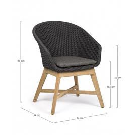 Set 2 scaune lemn maro textil gri antracit coachella 64x64x85 cm