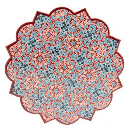 Set 5 suporturi vase fierbinti ceramica rosie albastra 20x1 cm