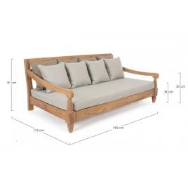 Canapea lemn perne textil bali 190x112x81 cm