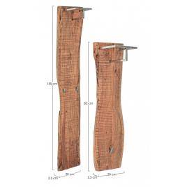 Set 2 cuiere perete lemn maro otel argintiu elmer 20x2.5x85 cm, 20x2.5x150 cm