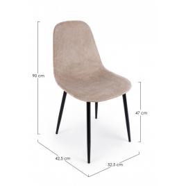 Set 4 scaune catifea bej otel negru irelia 52.5x42.5x90 cm