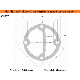 Garnitura aluminiu cilindru cap compresor 51-70mm 65x46mm ch097 mod.20 65x46mm