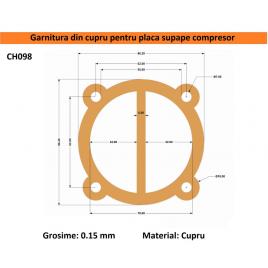 Garnitura din cupru pentru cilindru cap compresor 51-70mm 62x62mm ch098 mod.21 62mm(d )