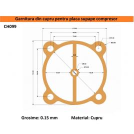 Garnitura din cupru pentru cilindru cap compresor 90-100mm 84x84mm ch099 mod.22 84mm