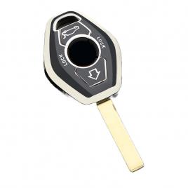 Husa cheie bmw e46 e39 3 butoane stil diamant tpu negru cu contur silver