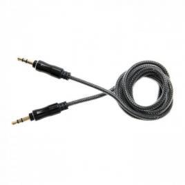 Lemontti cablu audio jack 3.5mm negru 1m (impletitura textila, protectie metalica)