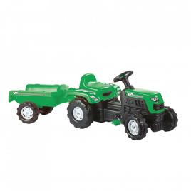 Tractor cu pedale si remorca, verde, 52x144x45 cm - dolu