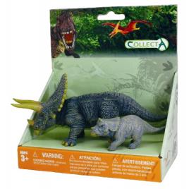 Set de 2 figurine pictate manual triceratops cu pui 89312
