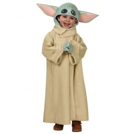 Costum pentru copii ideallstore®, baby yoda, bej, 3-5 ani, masca inclusa