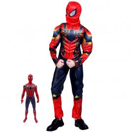 Costum pentru copii ideallstore®, iron spiderman, rosu, 5-7 ani, figurina inclusa