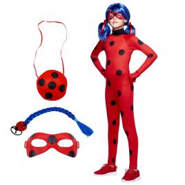 Costum pentru copii ideallstore®, miraculous ladybug, tip combinezon, 7-9 ani, accesorii incluse