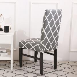 Husa universala pentru scaune clasice, model romb, culoare gri + alb
