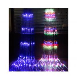 Perdea luminoasa 6x3 M, cablu transparent, culoare lumina albastra, 640 LED-uri, cablu interconectare