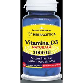 Vitamina d3 naturala 3000ui 60cps vegetale