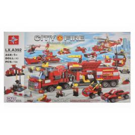 Set de constructie LX City Fire Brigada Pompierilor 8 in 1 756 piese tip lego