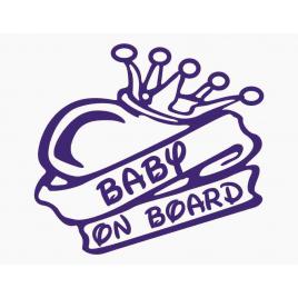 Sticker autocolant autoturism - Baby on board crown - 12 x 11 cm - Albastru