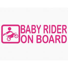Sticker autocolant autoturism - Baby rider on board - 15 x 4.3 cm Roz