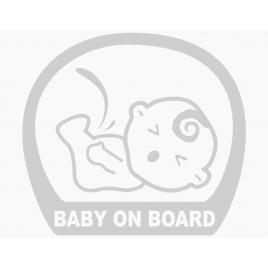 Sticker autocolant autoturism - Baby on board piss - 13 x 11.8 cm  Alb
