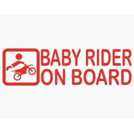 Sticker autocolant autoturism - Baby rider on board - 15 x 4.3 cm Rosu