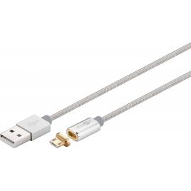 Cablu usb 2.0 cu mufa magnetica micro usb 1.2m argintiu goobay
