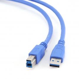 Cablu usb 3.0 usb a mufa tata - usb b mufa tata aurit 0.5m albastru pvc gembird ccp-usb3-ambm-0.5m