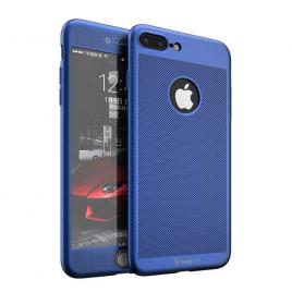 Husa apple iphone 7 plus ipaky full cover 360 air cu gauri albastru + folie sticla