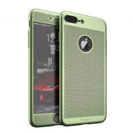 Husa apple iphone 7 plus ipaky full cover 360 air cu gauri verde + folie sticla