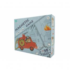 Joc educativ magnetic de interconectare, micul pompier, 15 nivele, 9 carti, pentru copii, +3 ani, multicolor