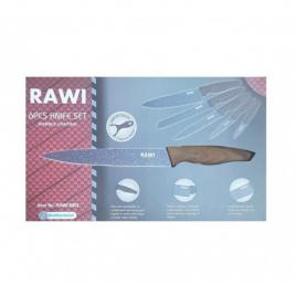 Set de 6 cutite rawi, din metal marmurat maro