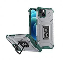Husa de protectie flippy compatibila cu apple iphone 13 acrylic armor cu suport verde inchis