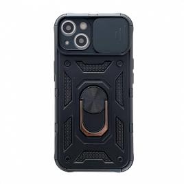 Husa de protectie flippy compatibila cu apple iphone 13 defender model 4 cu suport,negru