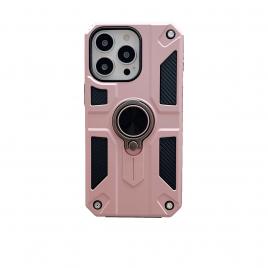 Husa protectie flippy compatibila cu apple iphone 13 pro defender model 5 cu suport prindere inel,roz auriu