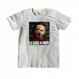 Tricou pentru barbati la casa de papel helsinki alb l