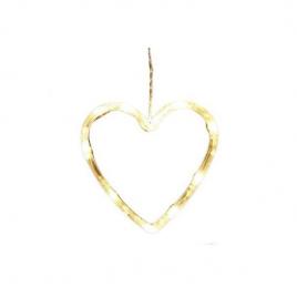 Decoratiune de craciun luminoasa in forma de inima, 13x16.5 cm, cu ventuza, alb cald, flippy
