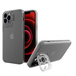 Husa de protectie pentru apple iphone 14 pro, flippy, bracket series cu suport si protectie pentru camera, transparent