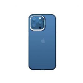 Husa de protectie pentru iphone 14 pro max, cu suport metalic pentru camera, bracket series, flippy, protectie antisoc, pc mat, silicon moale pe margini, albastru