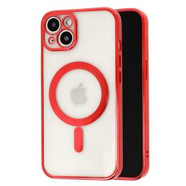 Husa magsafe pentru apple iphone 14, full cover, protectie camera, margini colorate electroplating, magnetica, incarcare wireless, flippy, rosu